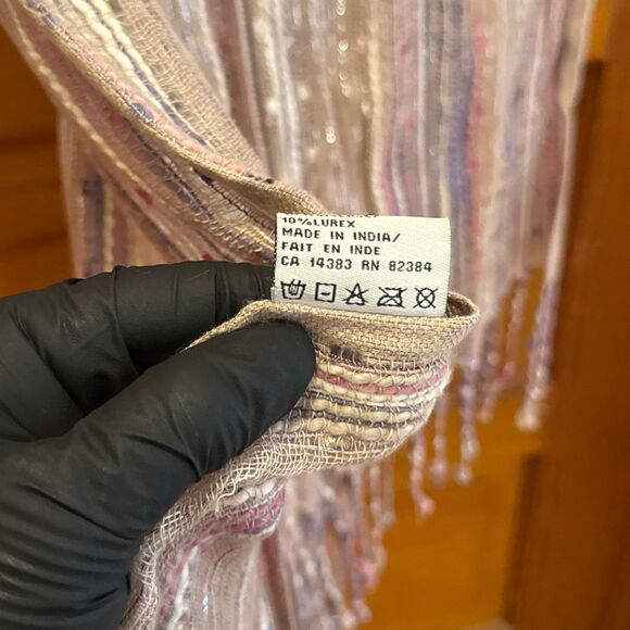 ALDO Sparkly Metallic Pink Purple Boho Bohemian Scarf Women’s - Picture 6 of 7